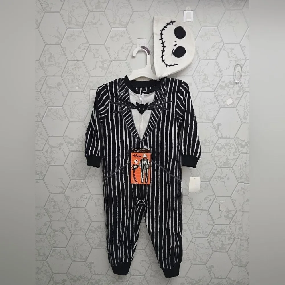 Nwt Nightmare Before Christmas Toddler Boys Jack Skellington 2pc Sleeper &Hat PJ